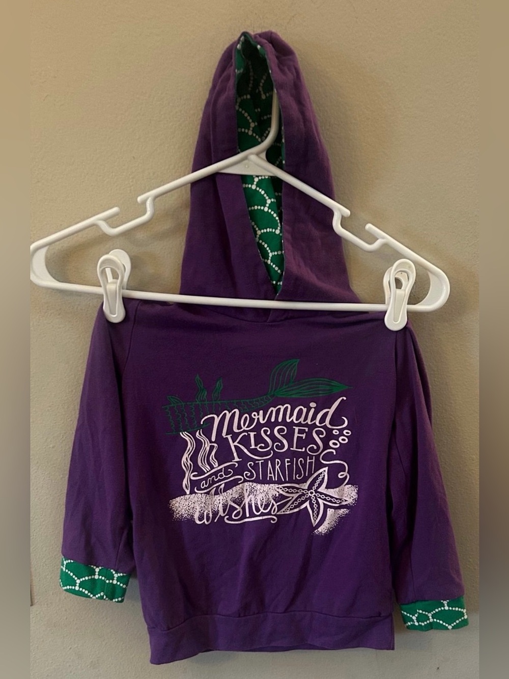 Purple 'Mermaid Kisses' Hooded Kids Top